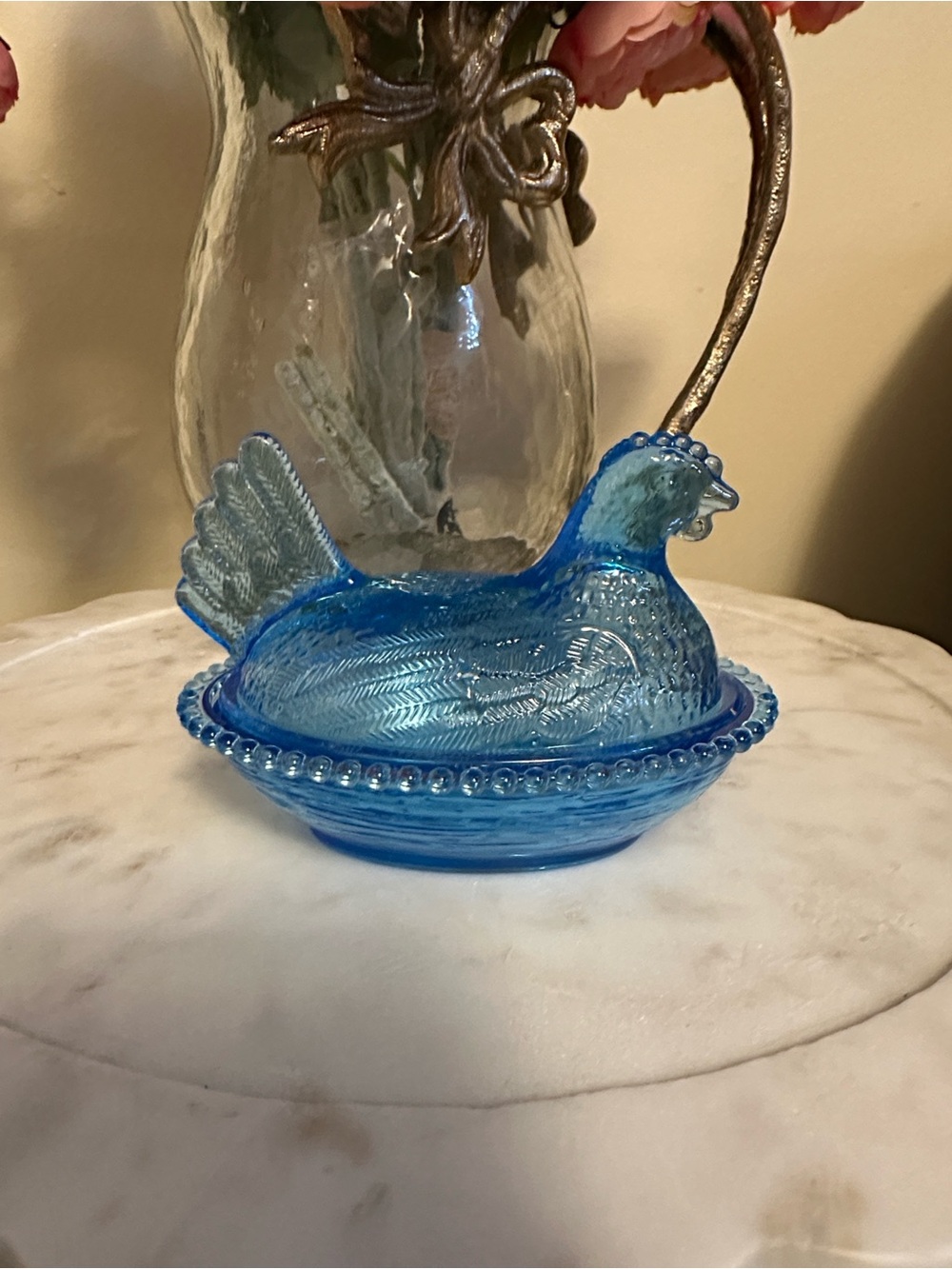 Blue Plastic  Hen on Nest Decorative Dish - Unbranded